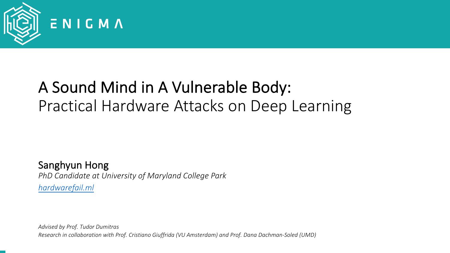 A Sound Mind in a Vulnerable Body: Practical Hardware Attacks on Deep Learning