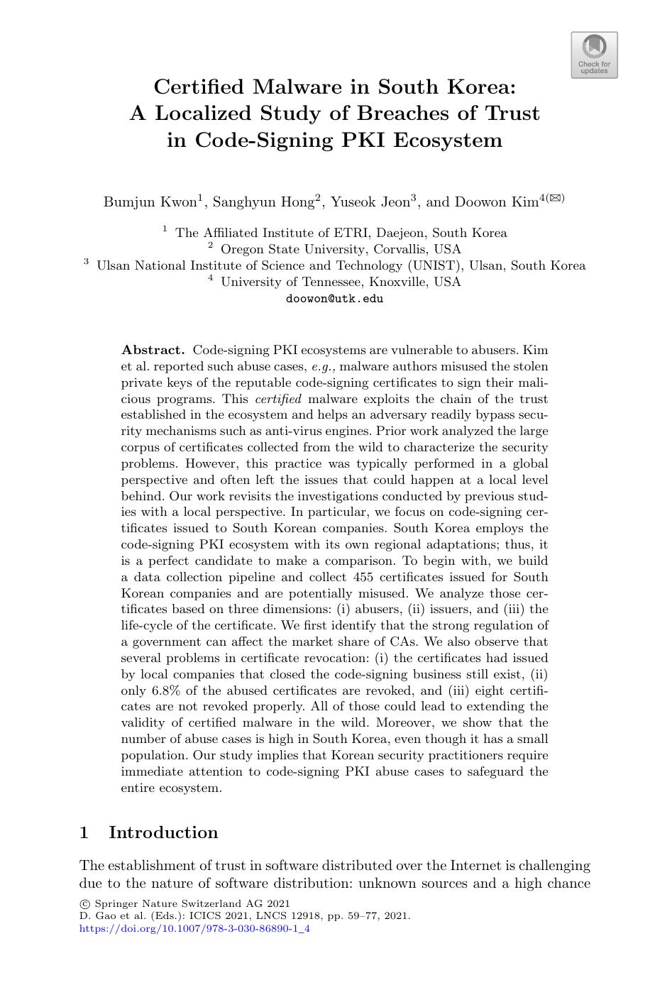 Certified Malware in South Korea: A Localized Study of Breaches of Trust in Code-Signing PKI Ecosystem