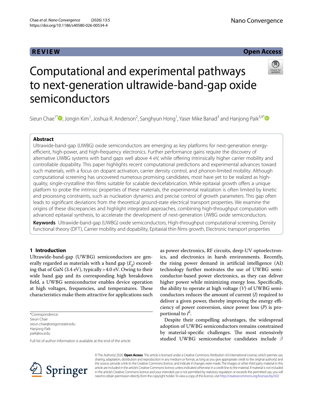 Computational and Experimental Pathways to Next-Generation Ultrawide-Band-Gap Oxide Semiconductors