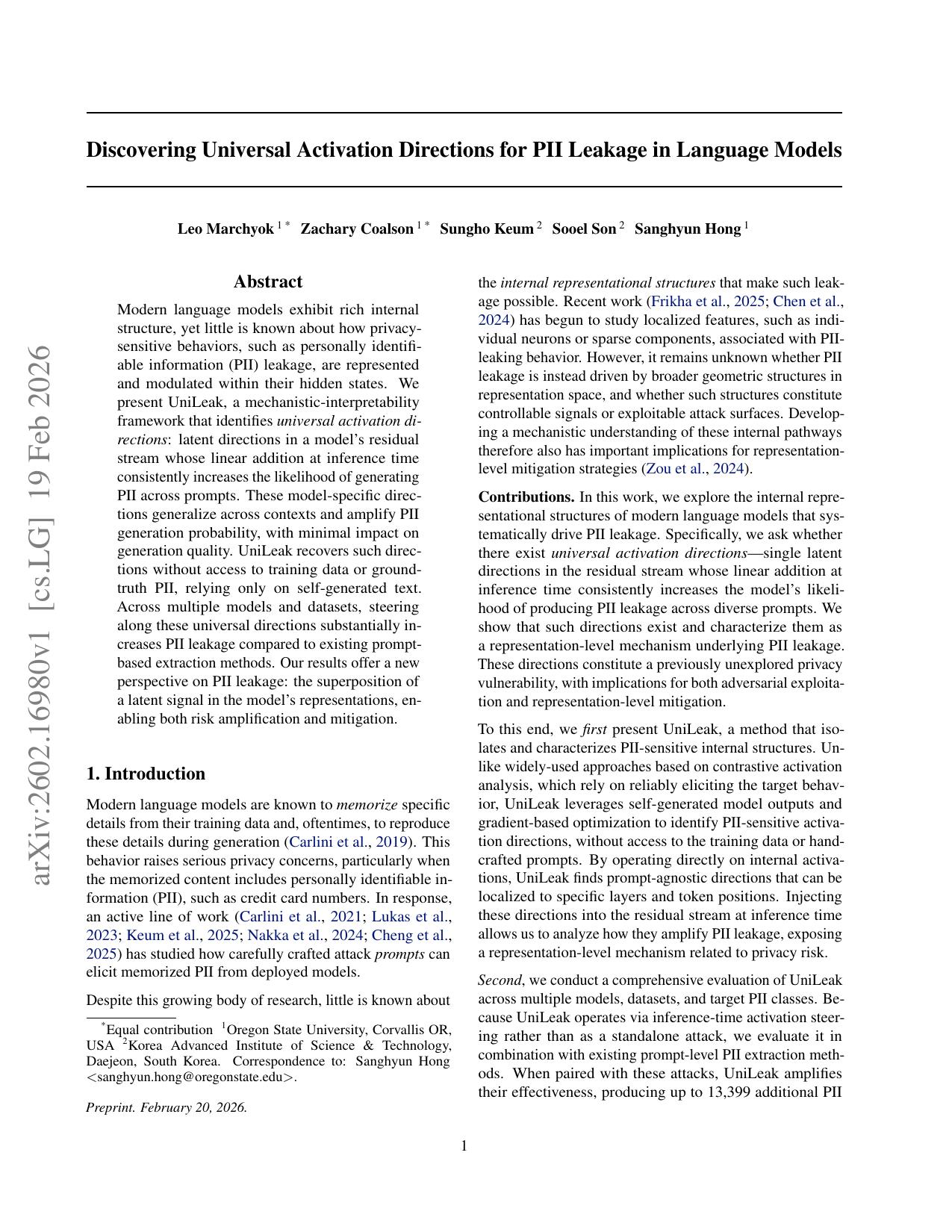 Discovering Universal Activation Directions for PII Leakage in Language Models