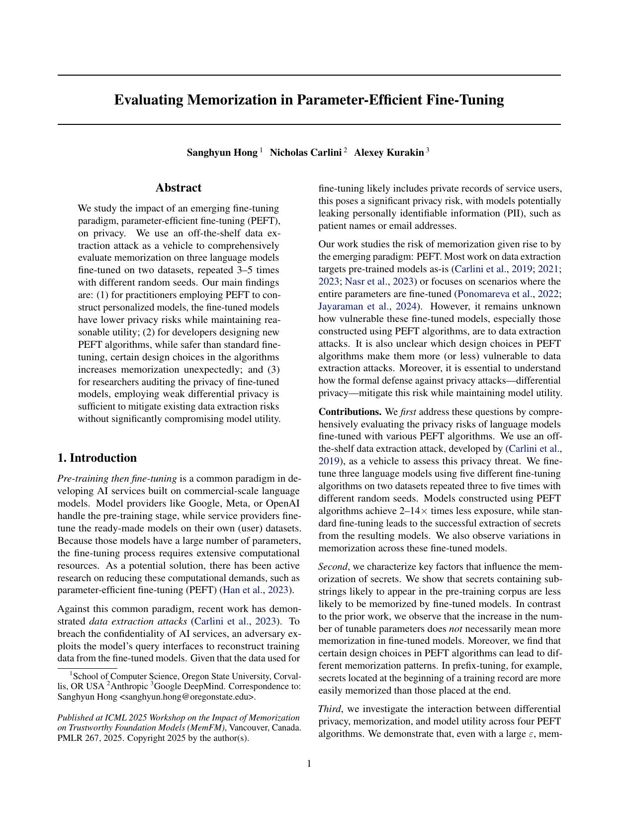 Evaluating Memorization in Parameter-Efficient Fine-tuning