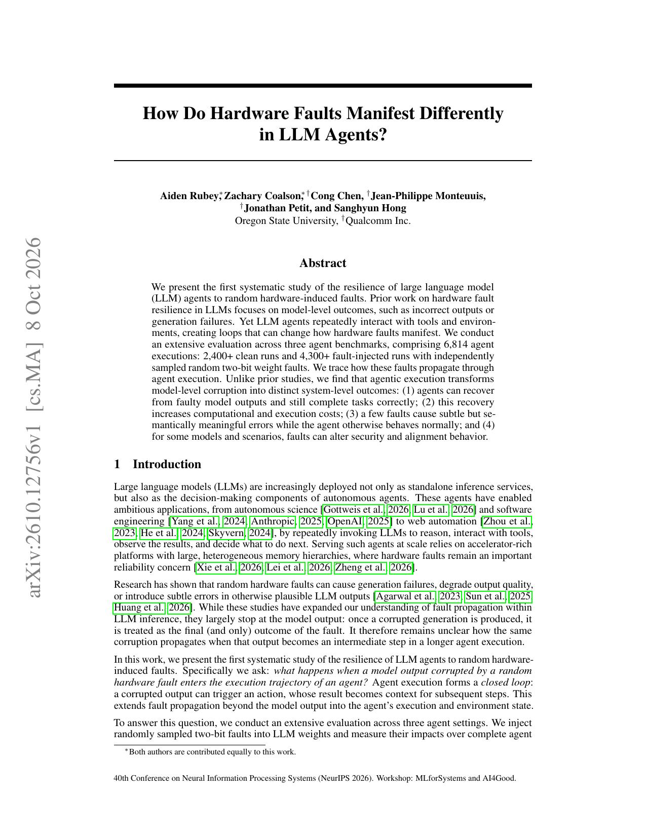 How Do Hardware Faults Manifest Differently in LLM Agents?