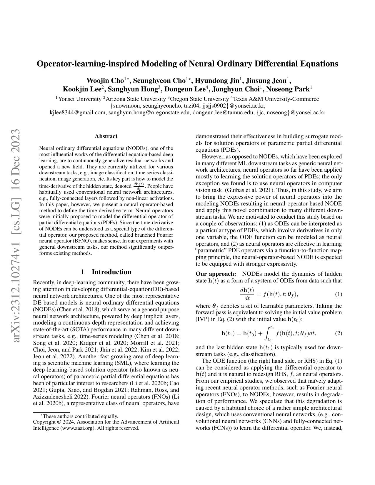 Operator-learning-inspired Modeling of Neural Ordinary Differential Equations