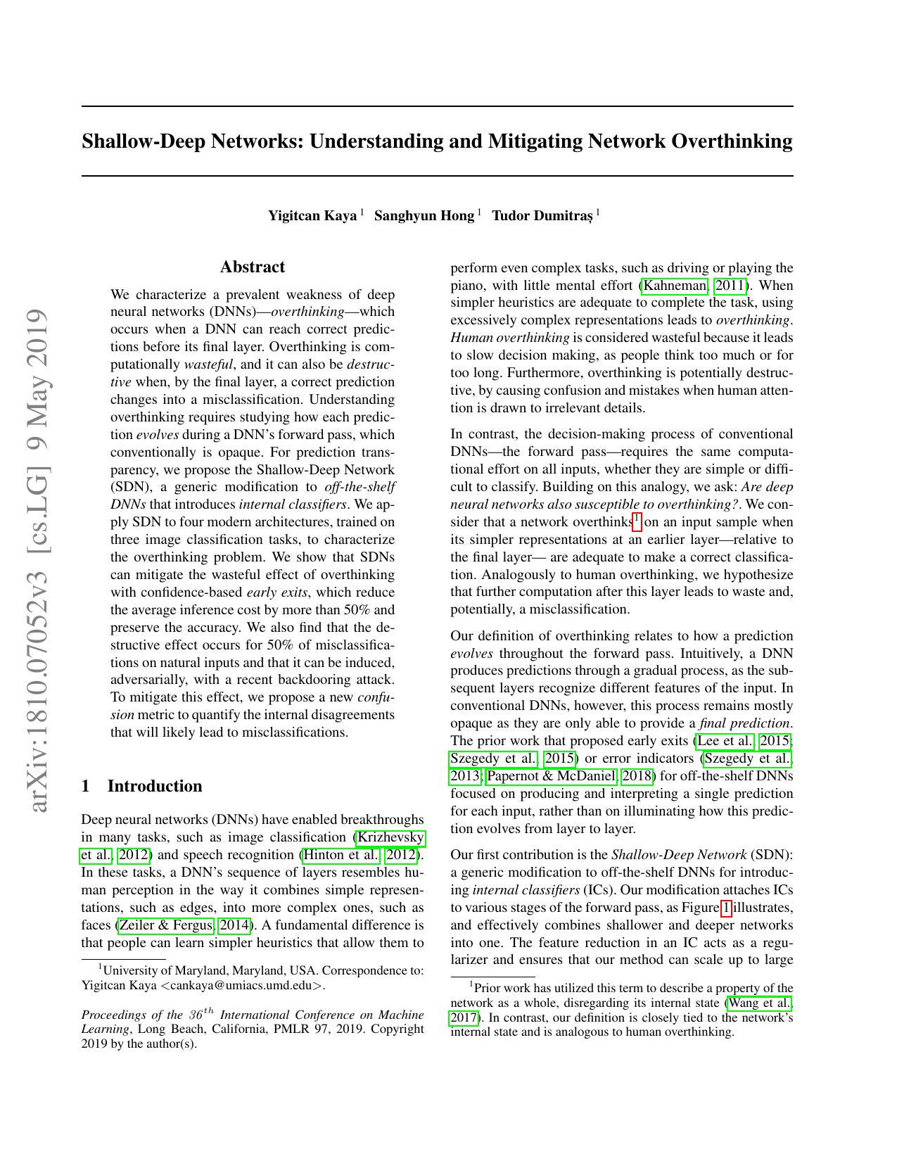 Shallow-Deep Networks: Understanding and Mitigating Network Overthinking