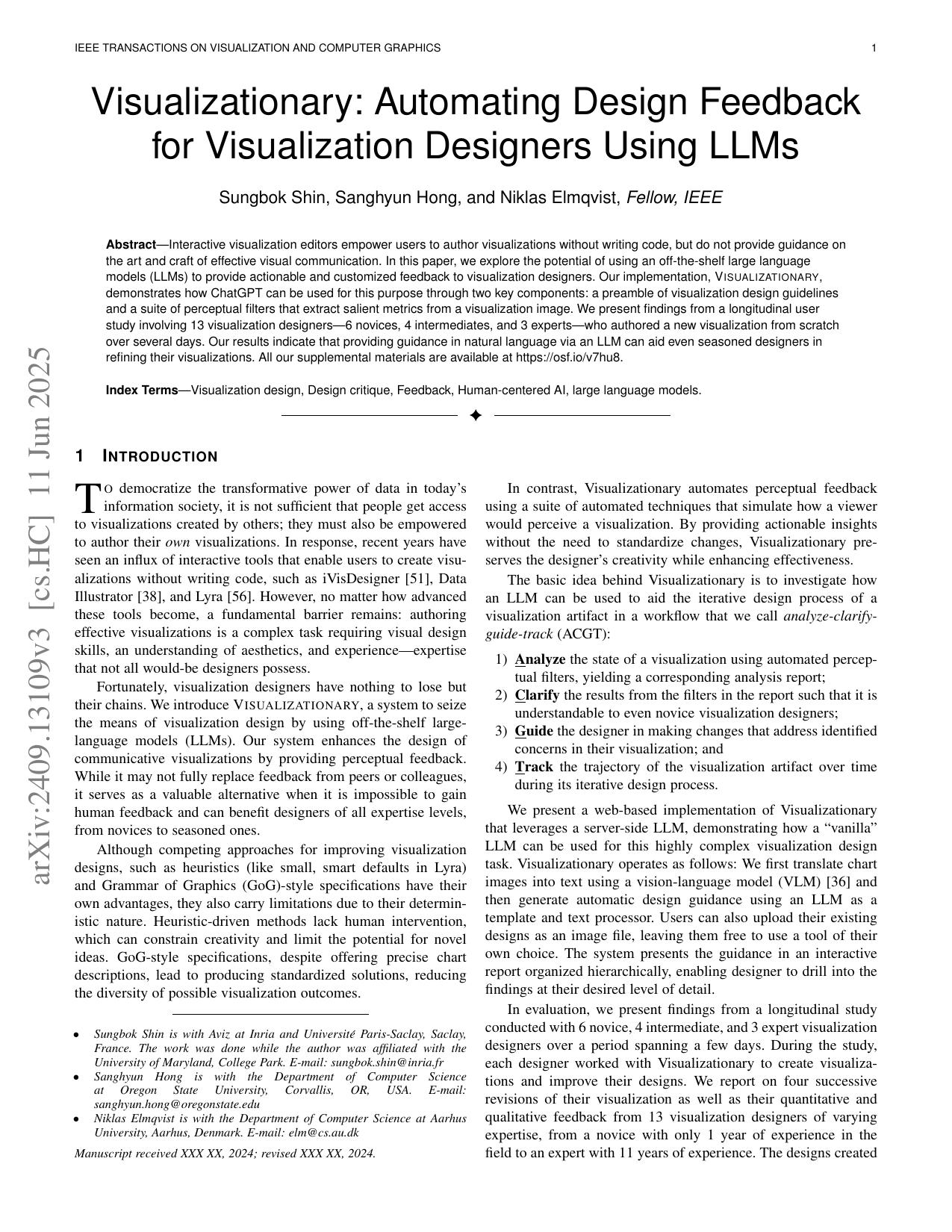 Visualizationary: Automating Design Feedback for Visualization Designers using LLMs